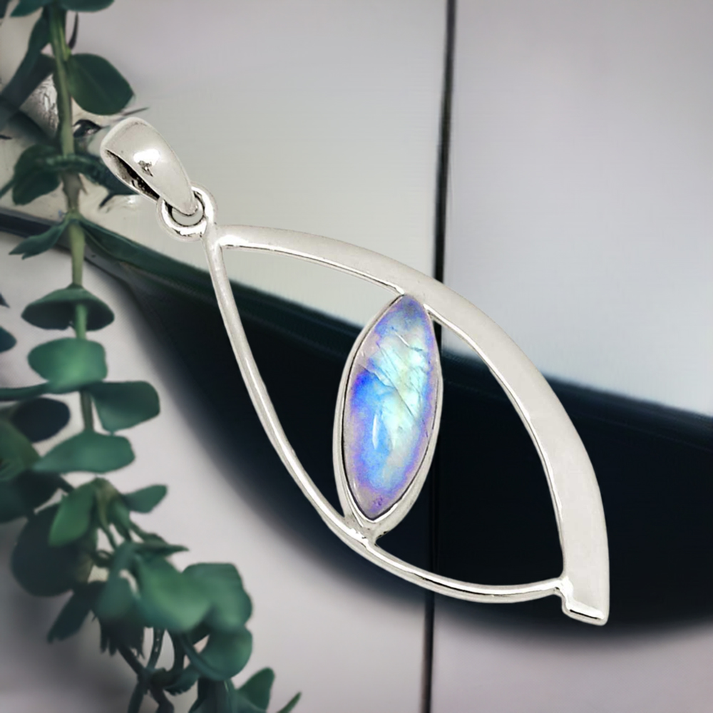 Rainbow Gemstone Pendants In 925 Solid Silver Jewelry 925SP122-3