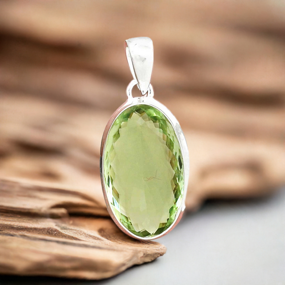 Green Amethyst Gemstone Handmade Pendants In 925 Sterling Silver Jewelry 925SP129