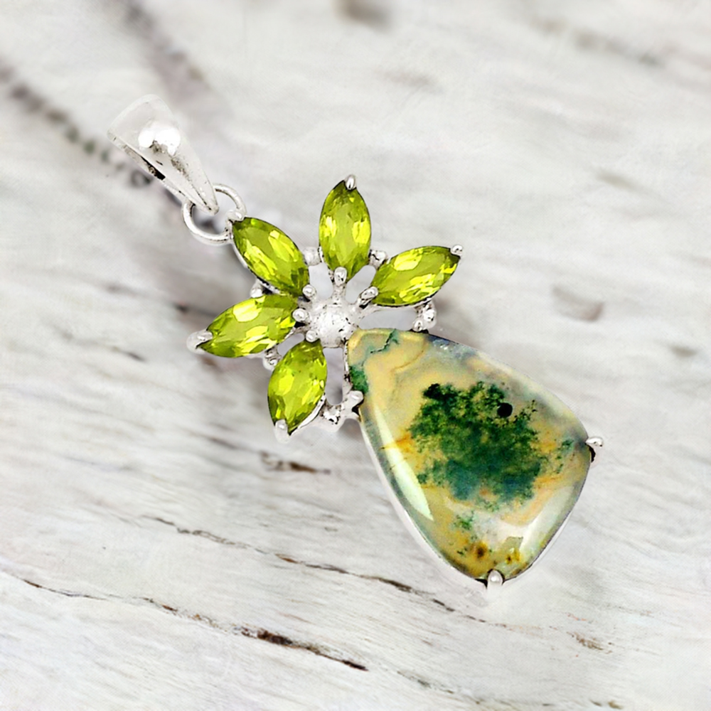 Multi Gemstone Handmade Pendants In 925 Sterling Silver Jewelry 925SP13-1