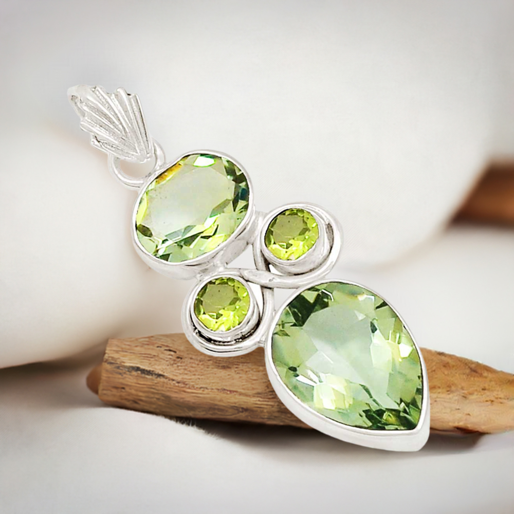 Multi Gemstone Handmade Pendants In Solid Sterling Silver Jewelry 925SP130