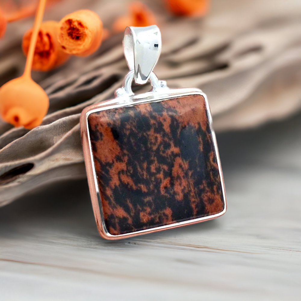 Mahogany Gemstone Handmade Pendants In Solid Sterling Silver Jewelry 925SP135