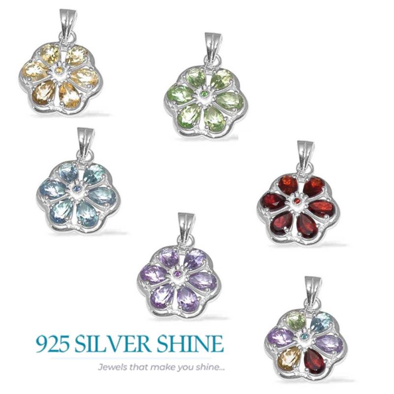 925 Solid Silver Pendants In Amethyst Gemstone Jewelry 925SP1369_1