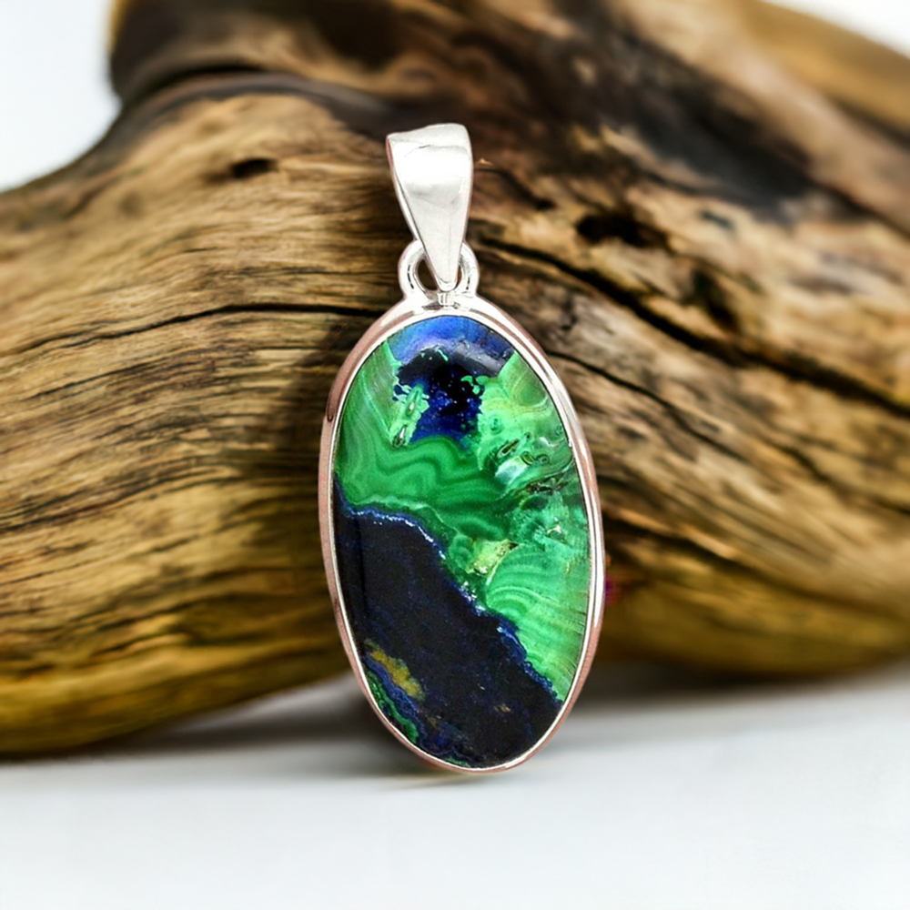 Malachite in Chrysocolla Gemstone Pendants In 925 Solid Silver Jewelry 925SP137