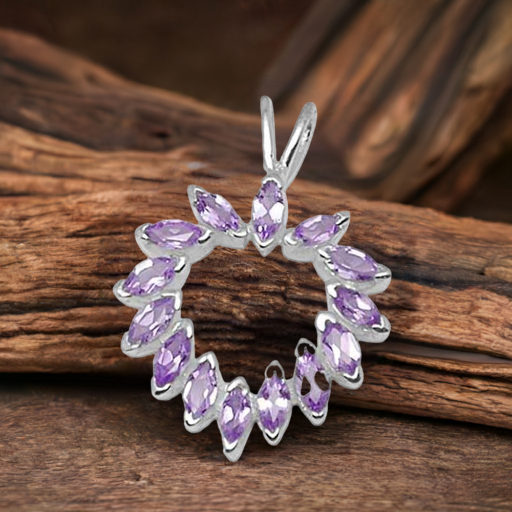 925 Sterling Silver Handmade Pendants In Amethyst Gemstone Jewelry 925SP1376