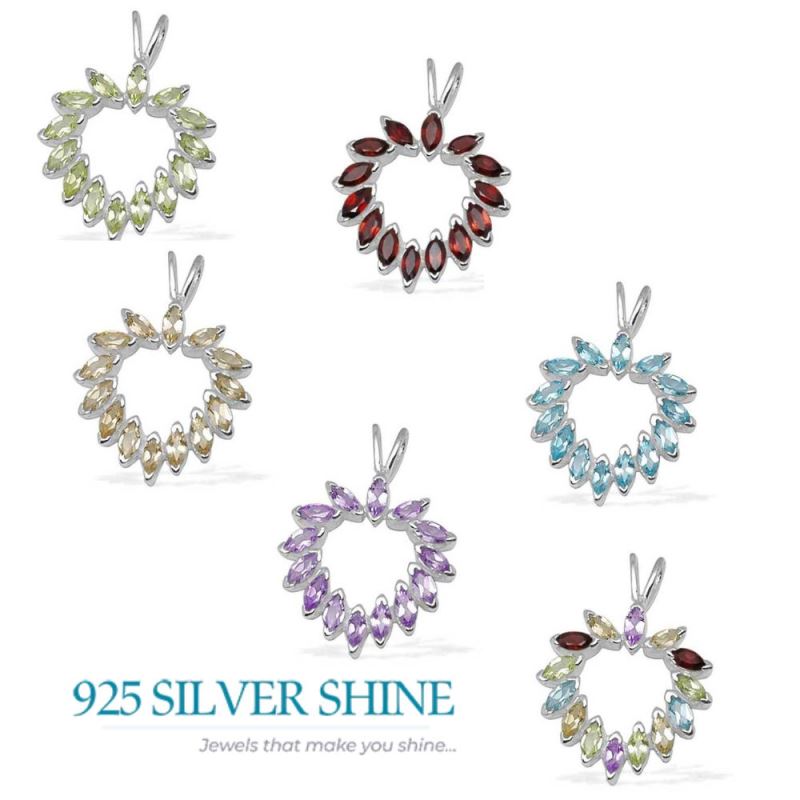 Solid Sterling Silver Handmade Pendants In Blue Topaz Gemstone Jewelry 925SP1377_1