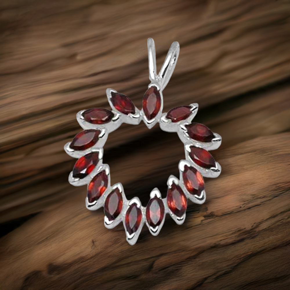 925 Solid Silver Pendants In Garnet Gemstone Jewelry 925SP1379