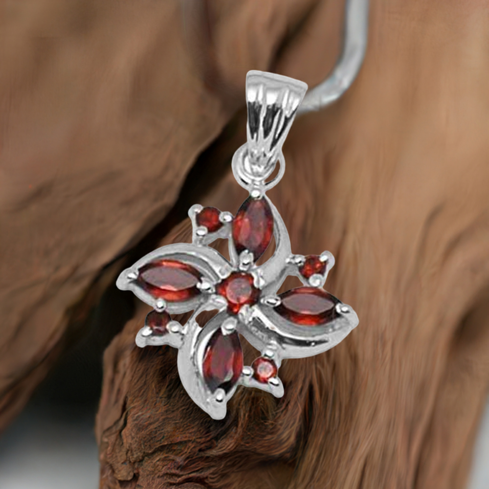 925 Solid Silver Pendants In Garnet Gemstone Jewelry 925SP1384