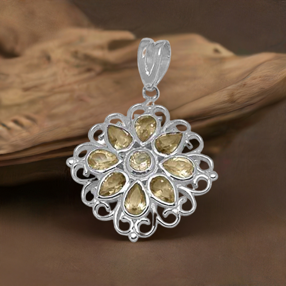 Citrine Gemstone Pendants In 925 Fine Silver Jewelry 925SP1395