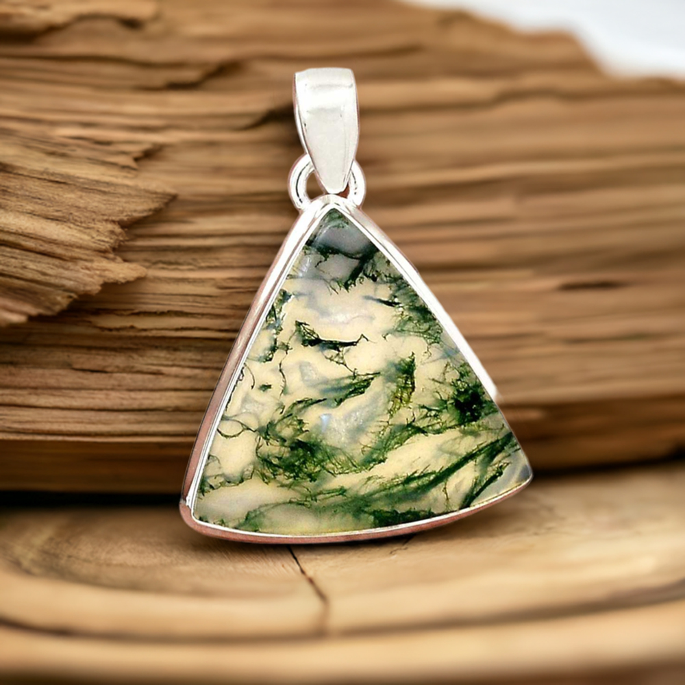 Moos Agate Gemstone Handmade Pendants In Solid Sterling Silver Jewelry 925SP140