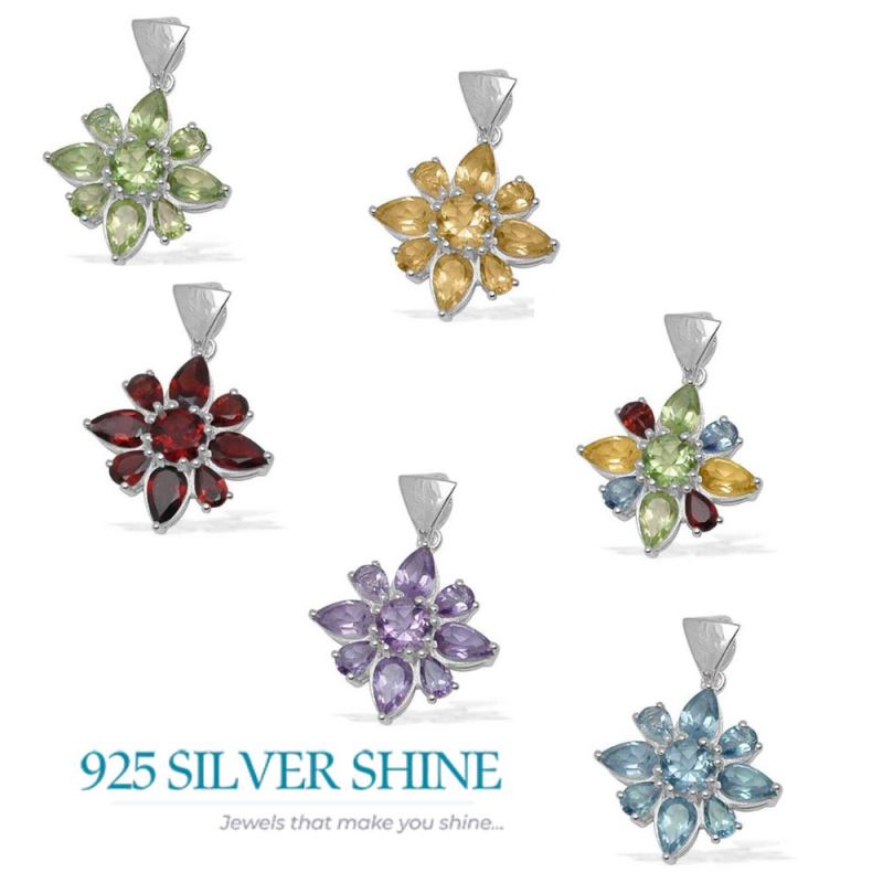 Solid Sterling Silver Pendants In Amethyst Gemstone Jewelry 925SP1417_2