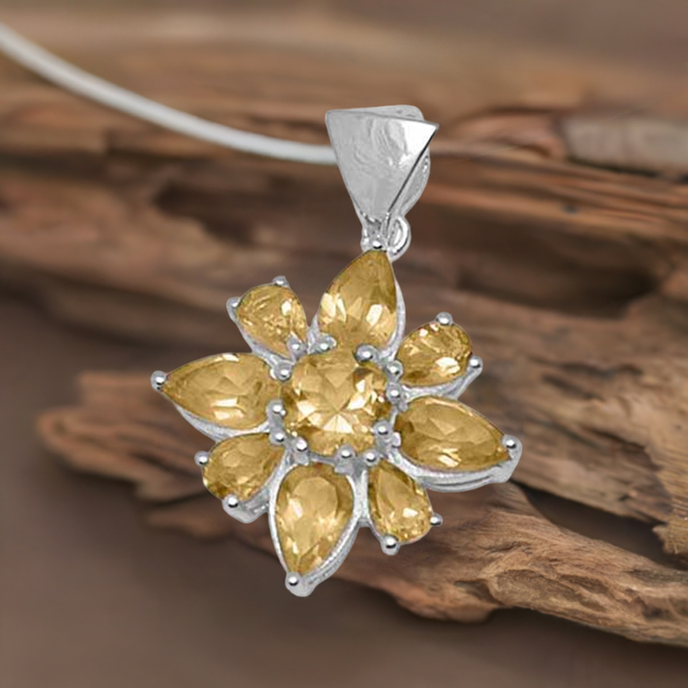 925 Solid Silver Pendants In Citrine Gemstone Jewelry 925SP1419