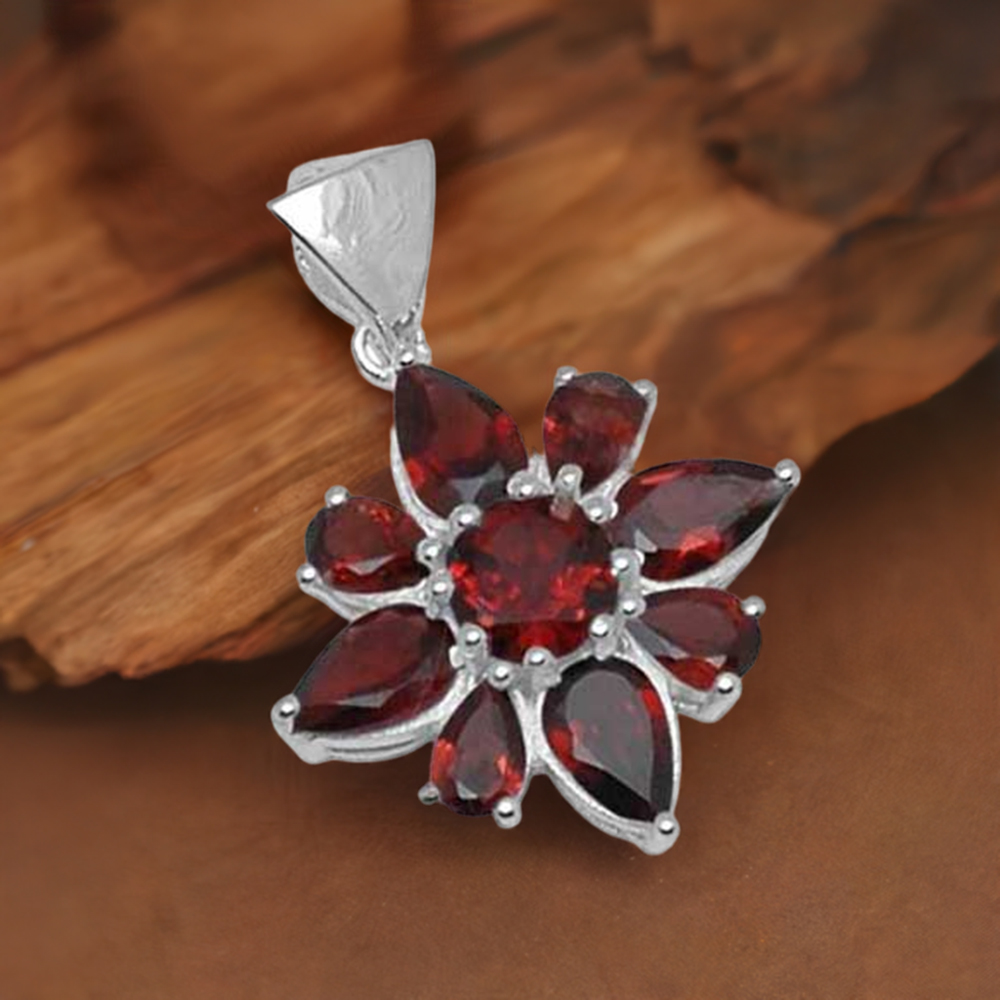 925 Fine Silver Pendants In Garnet Gemstone Jewelry 925SP1420