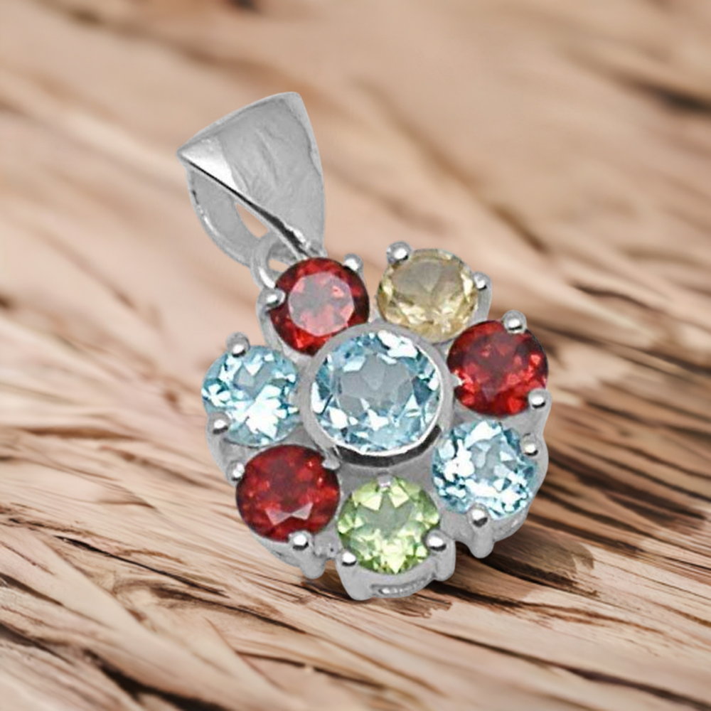 925 Fine Silver Pendants In Multi Gemstone Jewelry 925SP1430