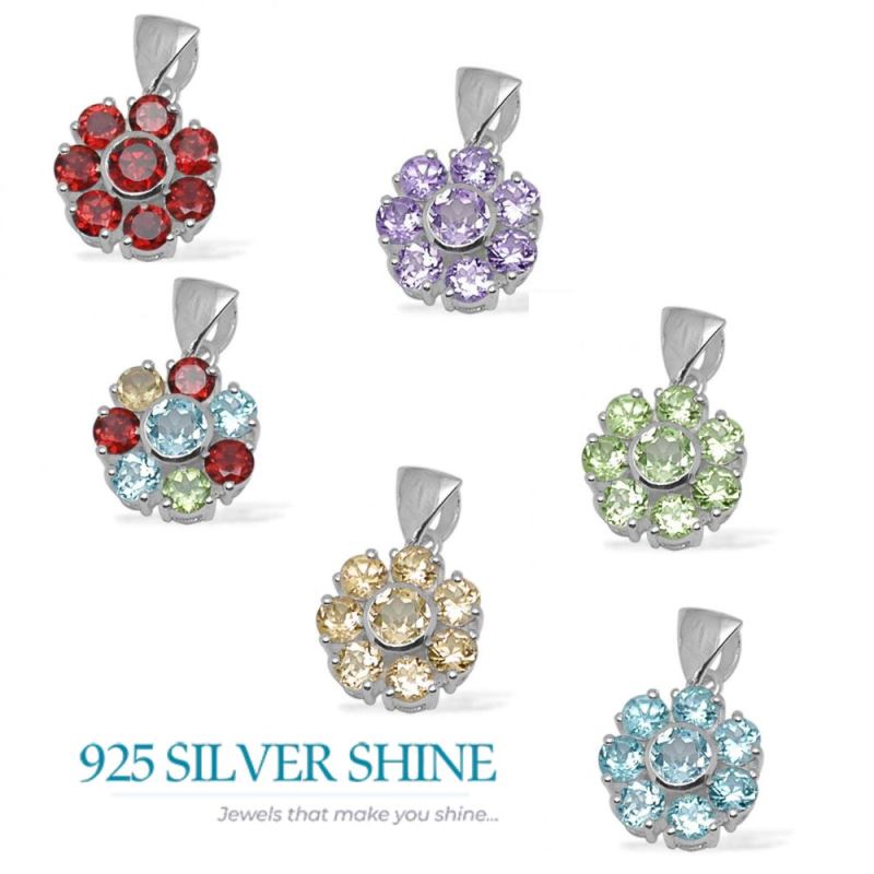 Solid Sterling Silver Handmade Pendants In Blue Topaz Gemstone Jewelry 925SP1432_1