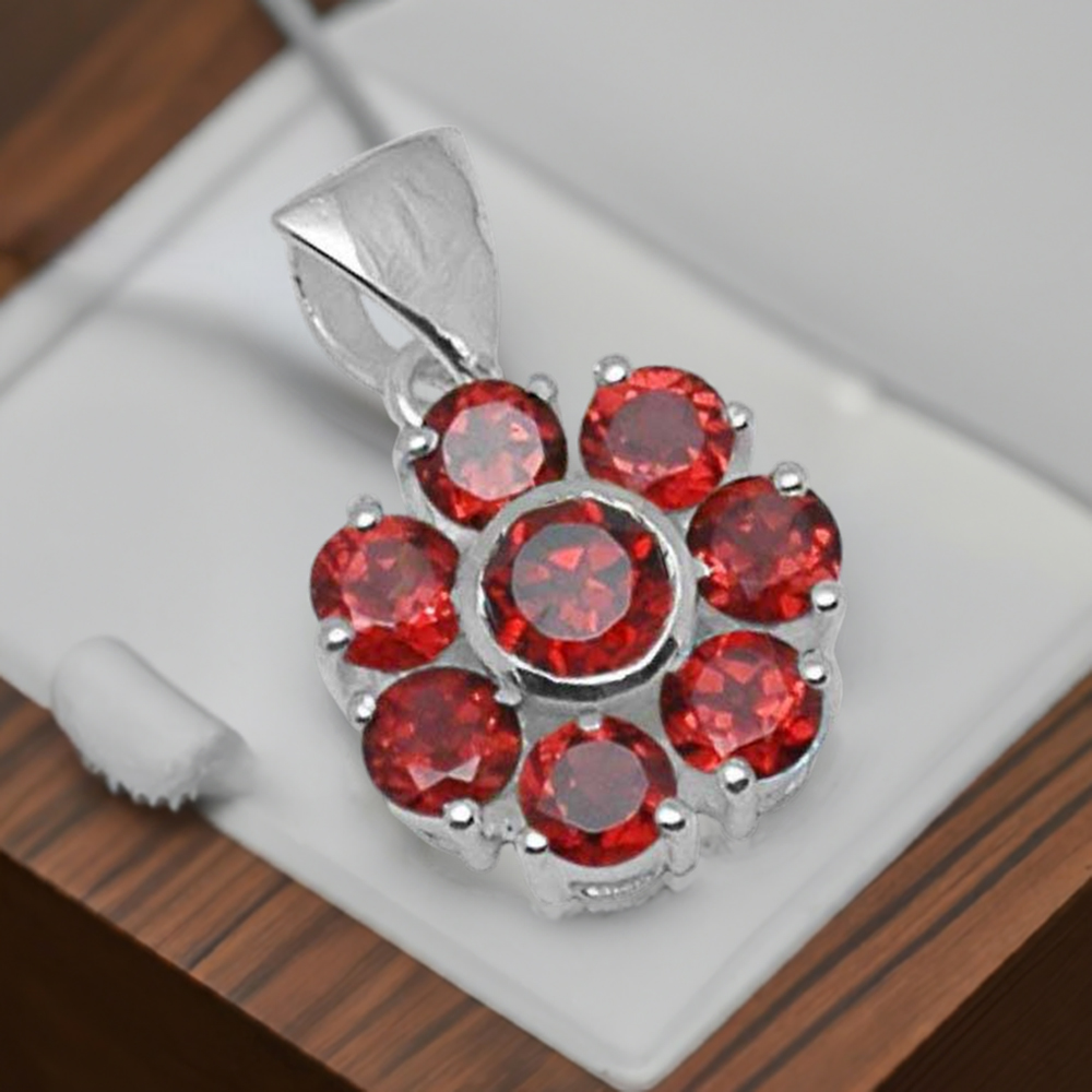 925 Solid Silver Pendants In Garnet Gemstone Jewelry 925SP1434