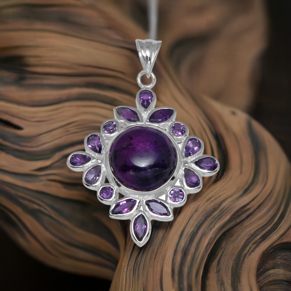 Amethyst Gemstone Pendants In Solid Sterling Silver Jewelry 925SP1442