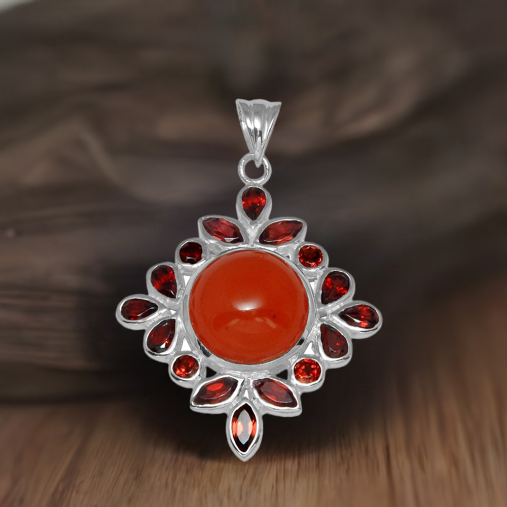 Multi Gemstone Pendants In 925 Fine Silver Jewelry 925SP1445