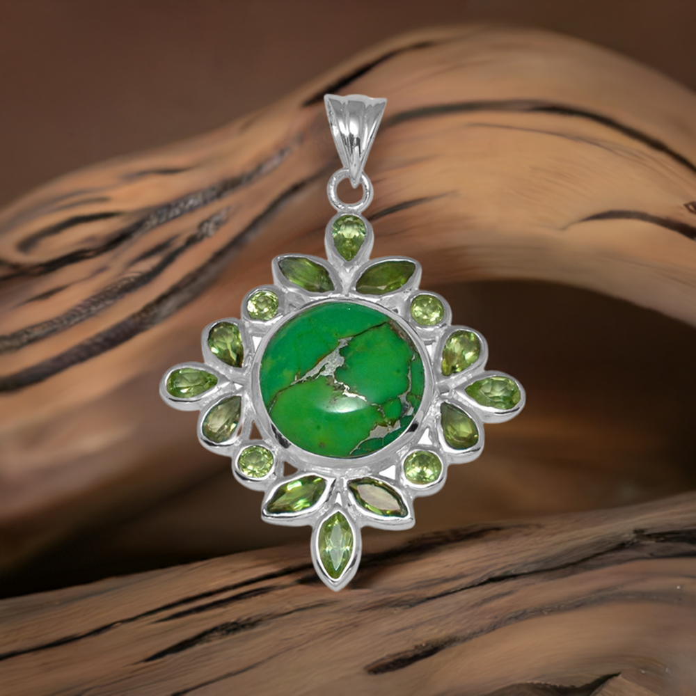 Multi Gemstone Pendants In 925 Solid Silver Jewelry 925SP1449