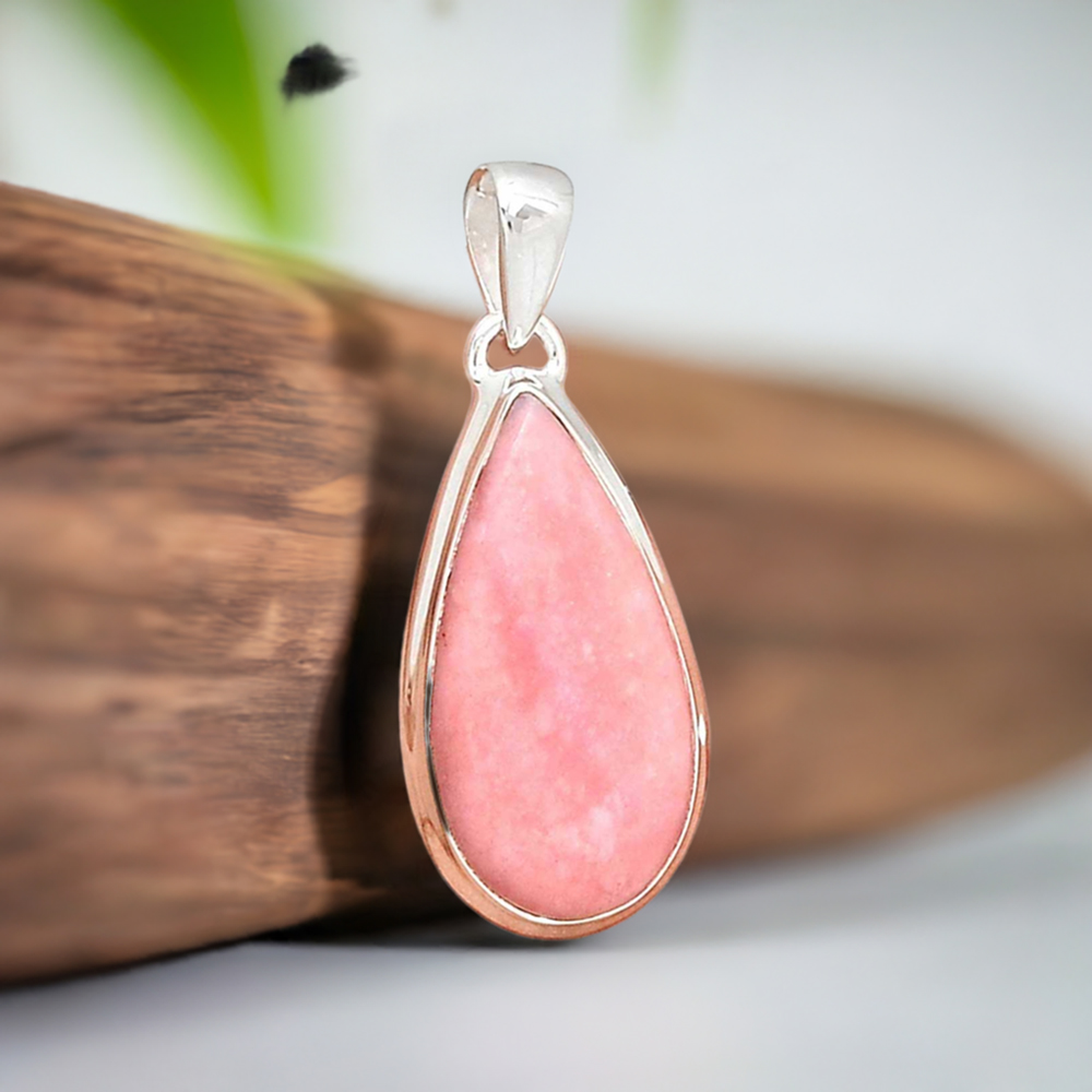 Solid Sterling Silver Pendants In Pink Opal Gemstone Jewelry 925SP145