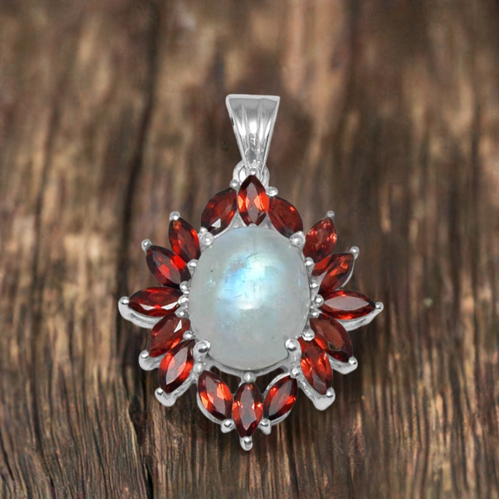 Multi Gemstone Pendants In Fine Sterling Silver Jewelry 925SP1453