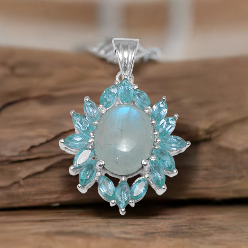 Multi Gemstone Pendants In 925 Solid Silver Jewelry 925SP1454