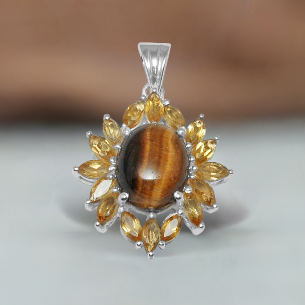 Multi Gemstone Pendants In 925 Fine Silver Jewelry 925SP1455