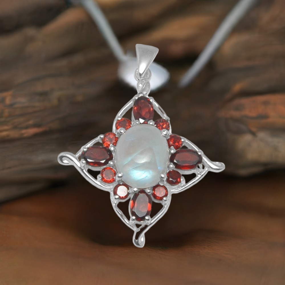 Multi Gemstone Pendants In 925 Fine Silver Jewelry 925SP1465
