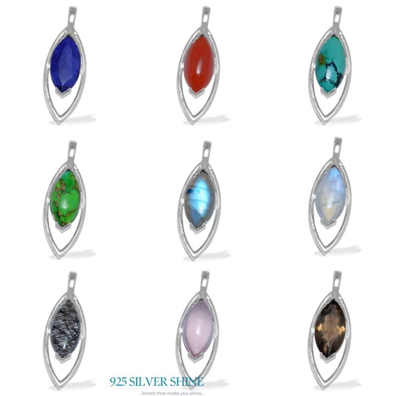 925 Solid Silver Pendants In Green Copper Turquoise Gemstone Jewelry 925SP1474_2