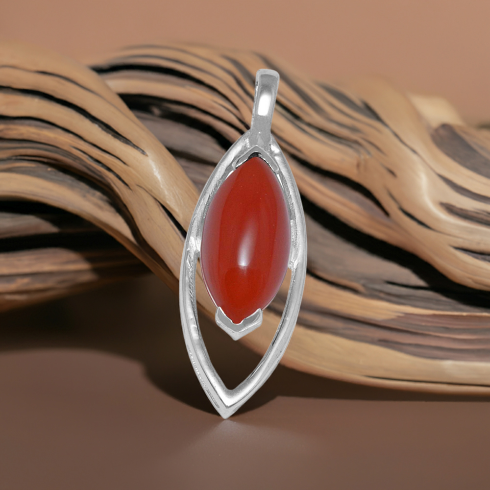 Solid Sterling Silver Handmade Pendants In Carnelian Gemstone Jewelry 925SP1477