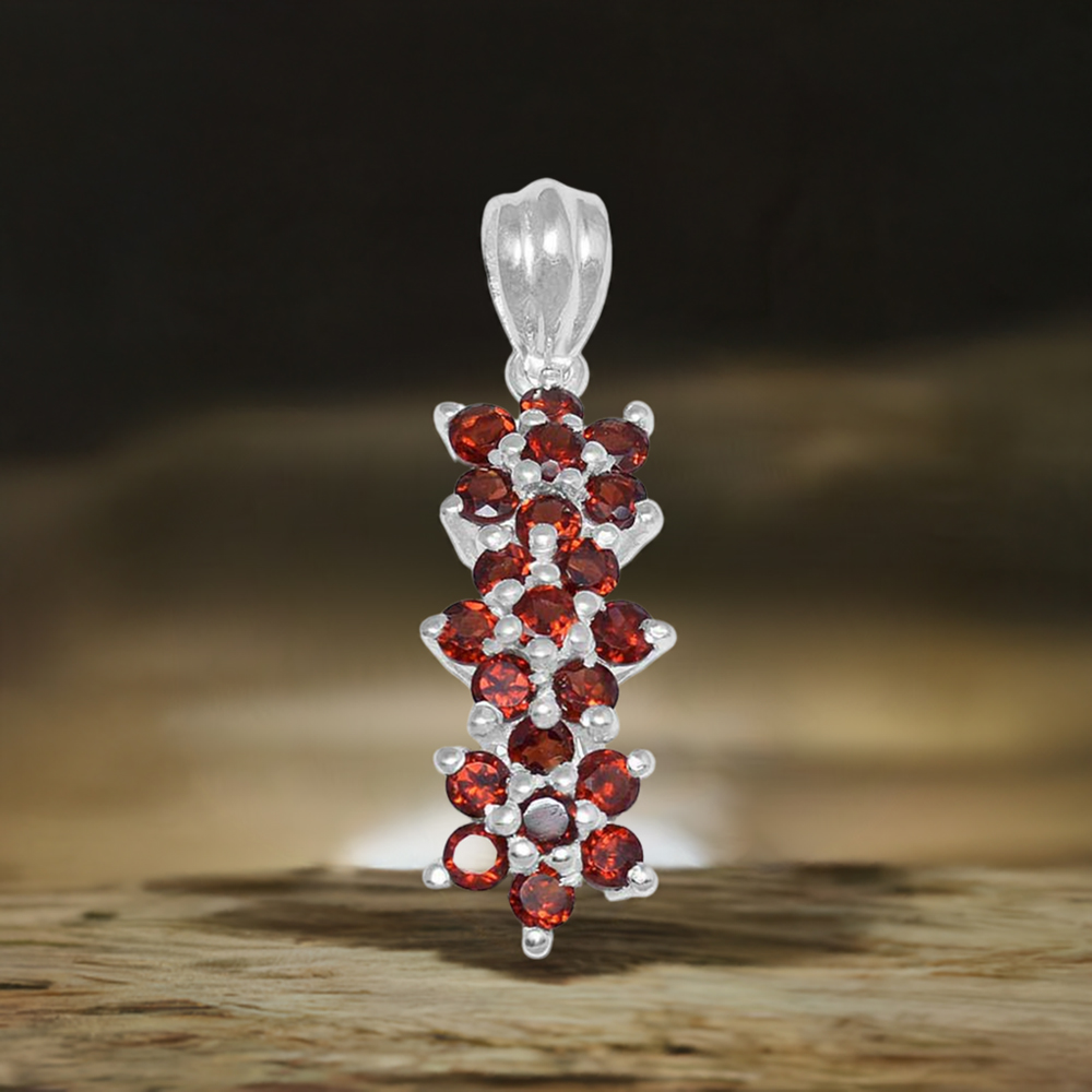 Solid Sterling Silver Handmade Pendants In Garnet Gemstone Jewelry 925SP1482