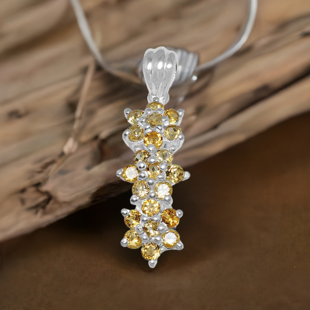 925 Solid Silver Pendants In Citrine Gemstone Jewelry 925SP1484