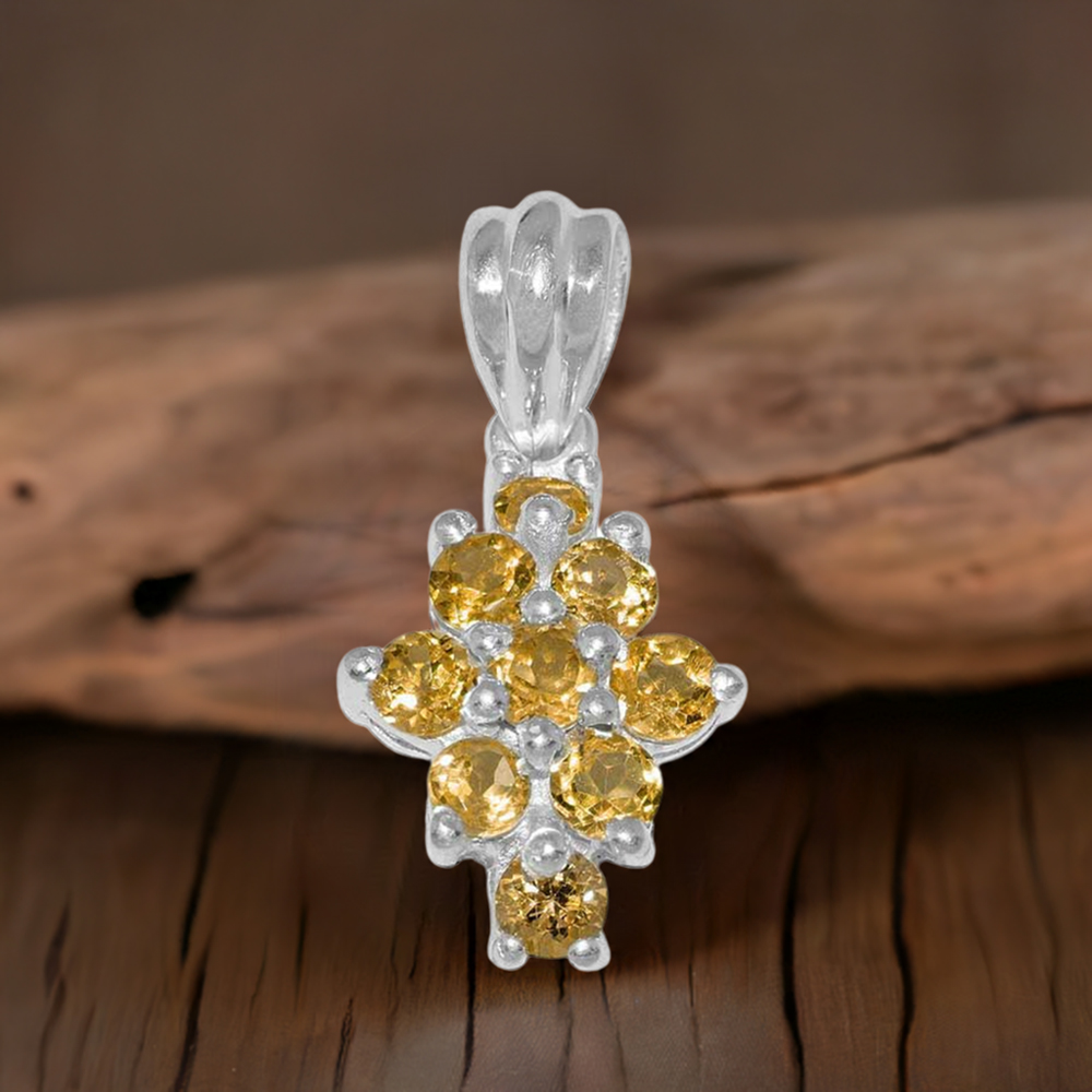 Solid Sterling Silver Handmade Pendants In Citrine Gemstone Jewelry 925SP1487