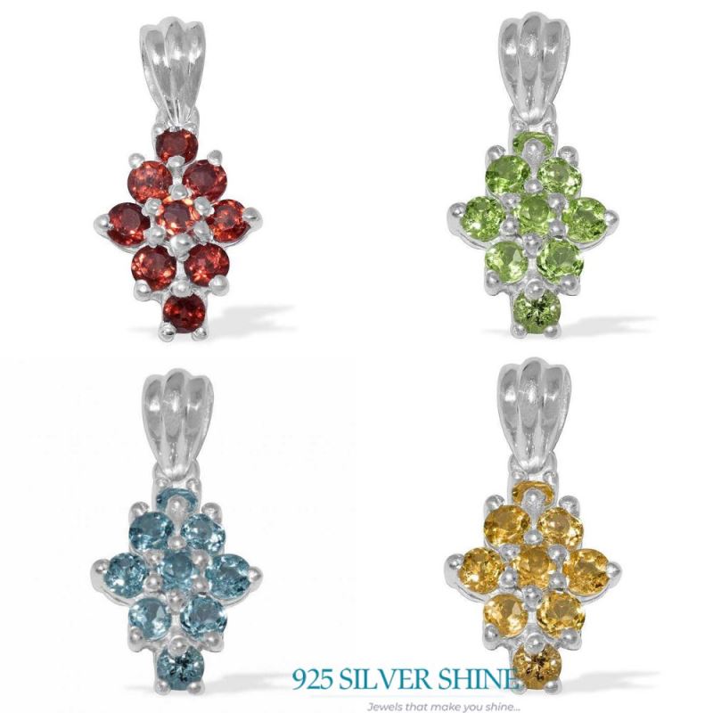 Fine Sterling Silver Pendants In Blue Topaz Gemstone Jewelry 925SP1488_2