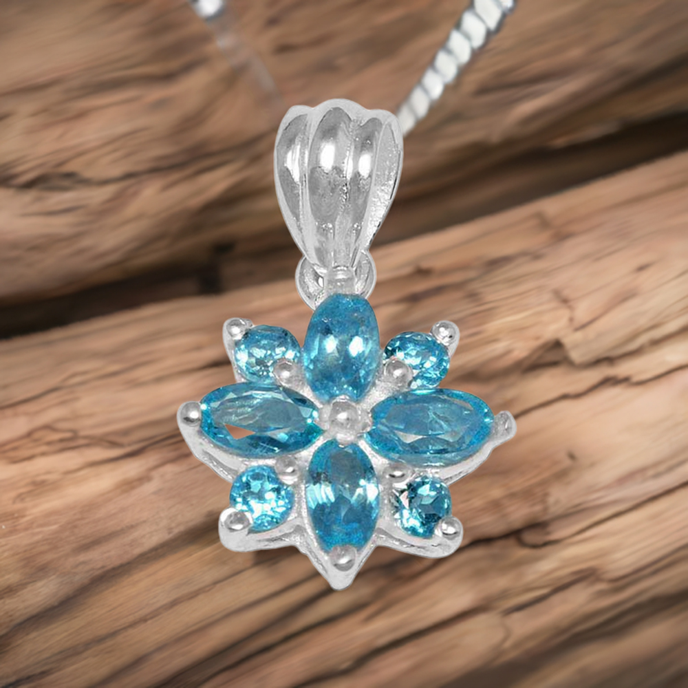 Blue Topaz Gemstone Pendants In Fine Sterling Silver Jewelry 925SP1498