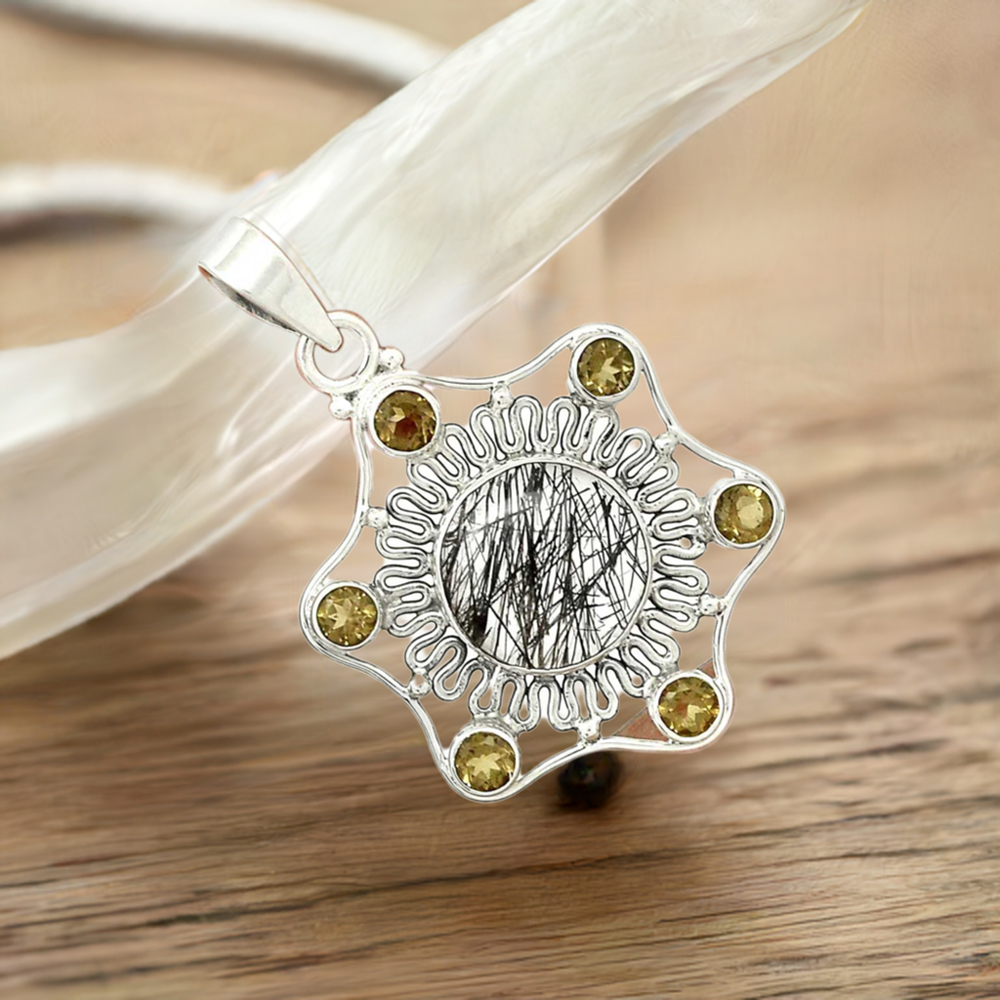 Multi Gemstone Handmade Pendants In 925 Sterling Silver Jewelry 925SP15-1