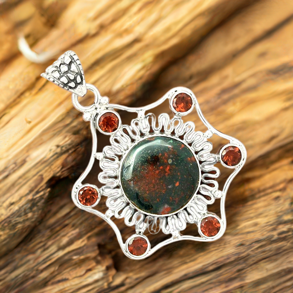 Multi Gemstone Pendants In Fine Sterling Silver Jewelry 925SP15-3