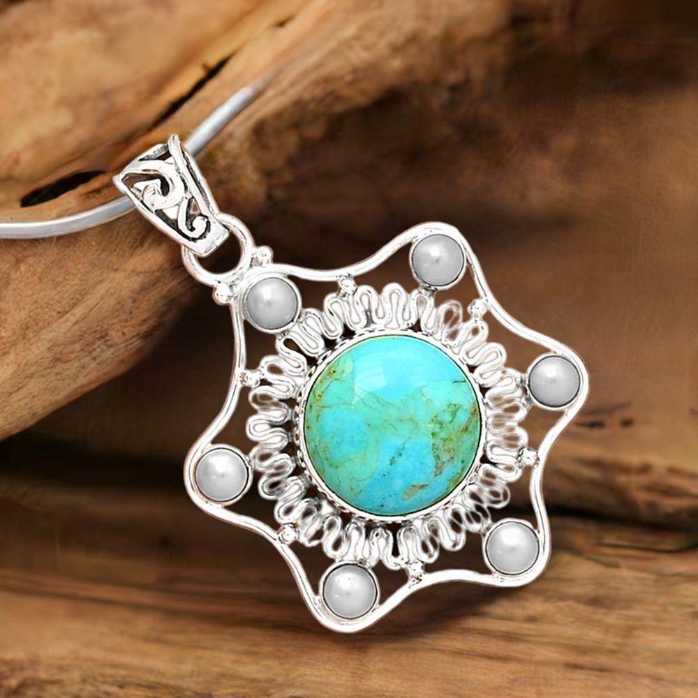 Multi Gemstone Pendants In 925 Solid Silver Jewelry 925SP15-4