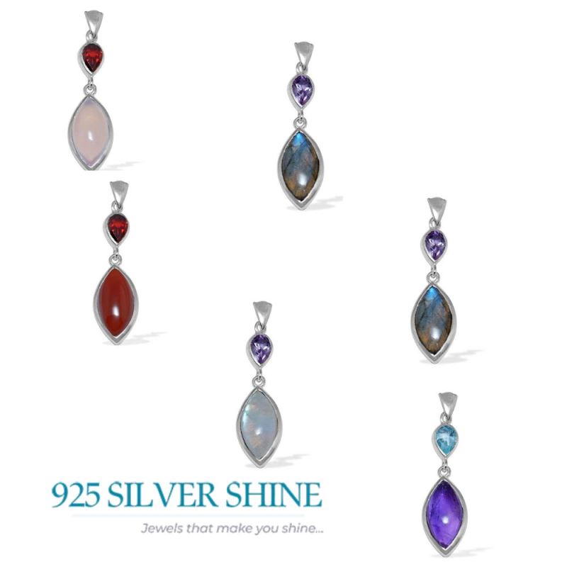Multi Gemstone Pendants In Fine Sterling Silver Jewelry 925SP1503_2