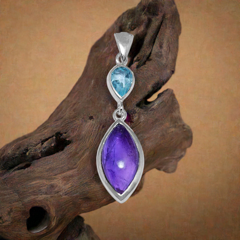 Multi Gemstone Pendants In 925 Fine Silver Jewelry 925SP1505