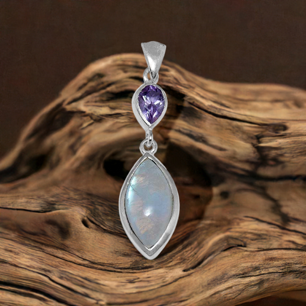 Multi Gemstone Handmade Pendants In 925 Sterling Silver Jewelry 925SP1506