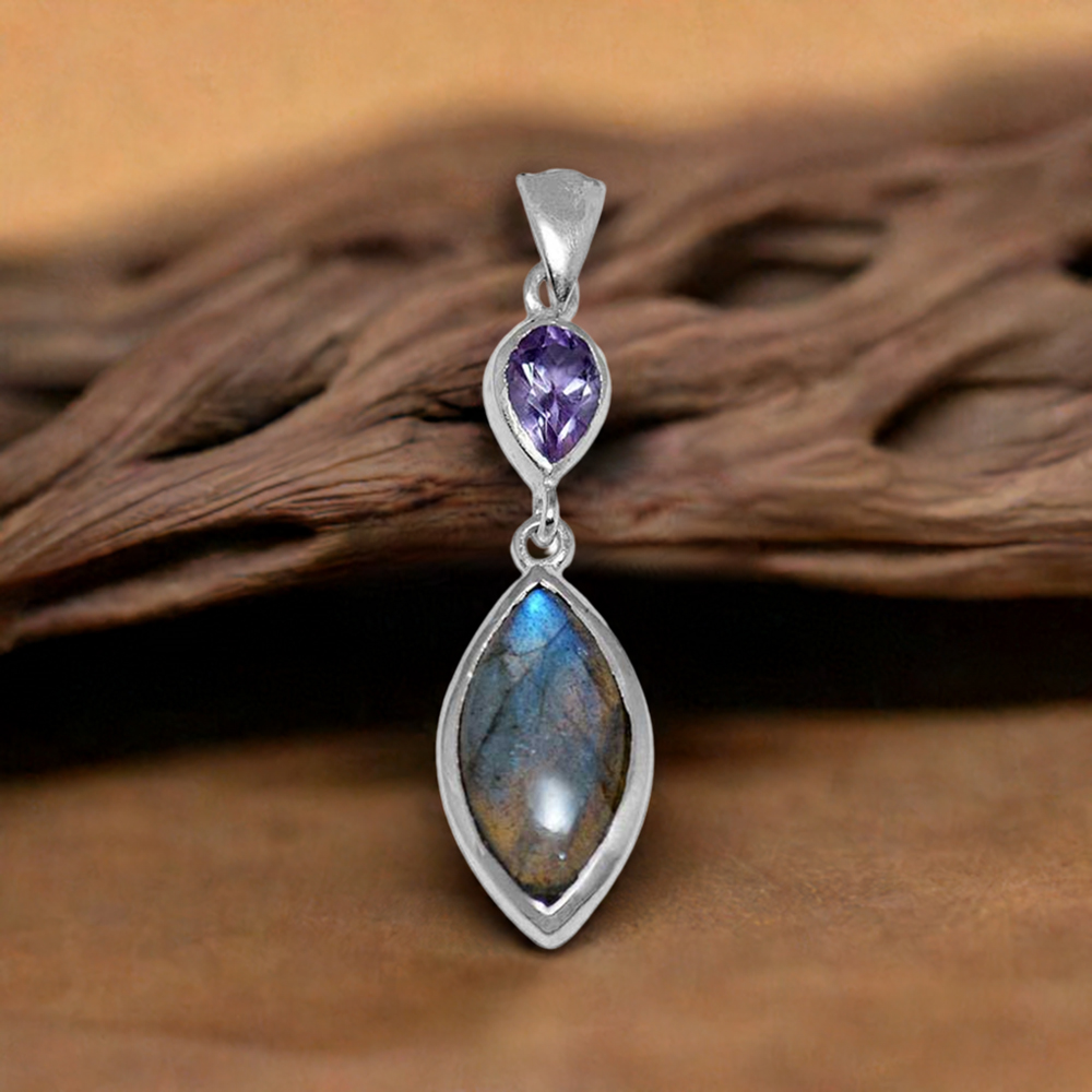 Multi Gemstone Handmade Pendants In Solid Sterling Silver Jewelry 925SP1507