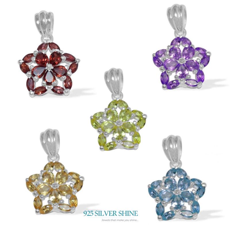 Garnet Gemstone Pendants In Fine Sterling Silver Jewelry 925SP1508_2