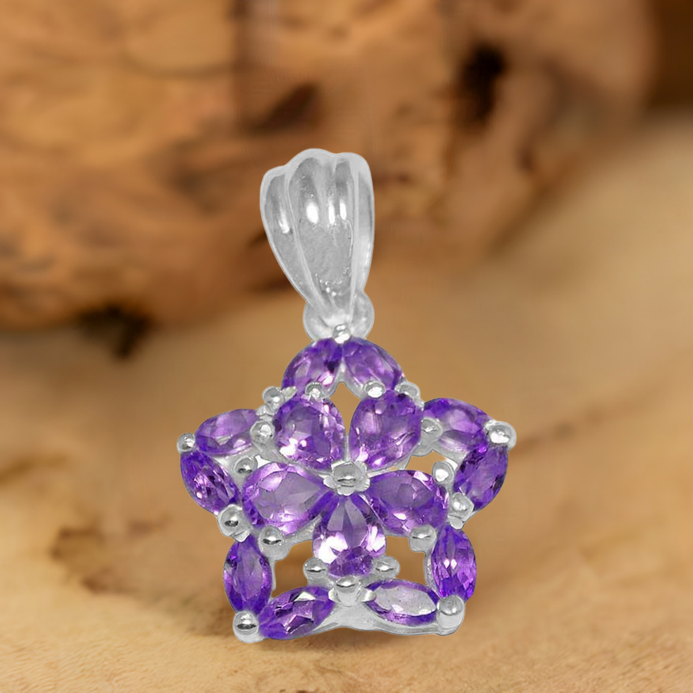 Amethyst Gemstone Pendants In 925 Solid Silver Jewelry 925SP1509