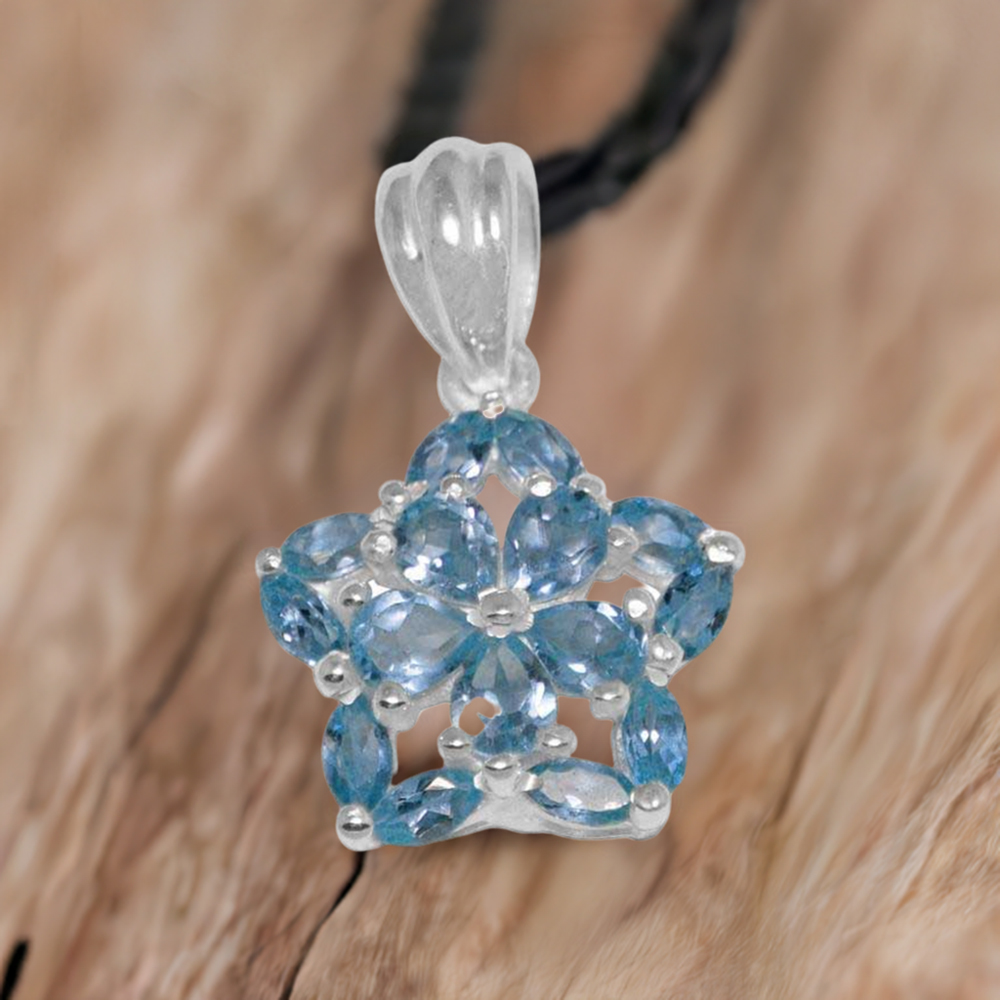 Blue Topaz Gemstone Handmade Pendants In 925 Sterling Silver Jewelry 925SP1511
