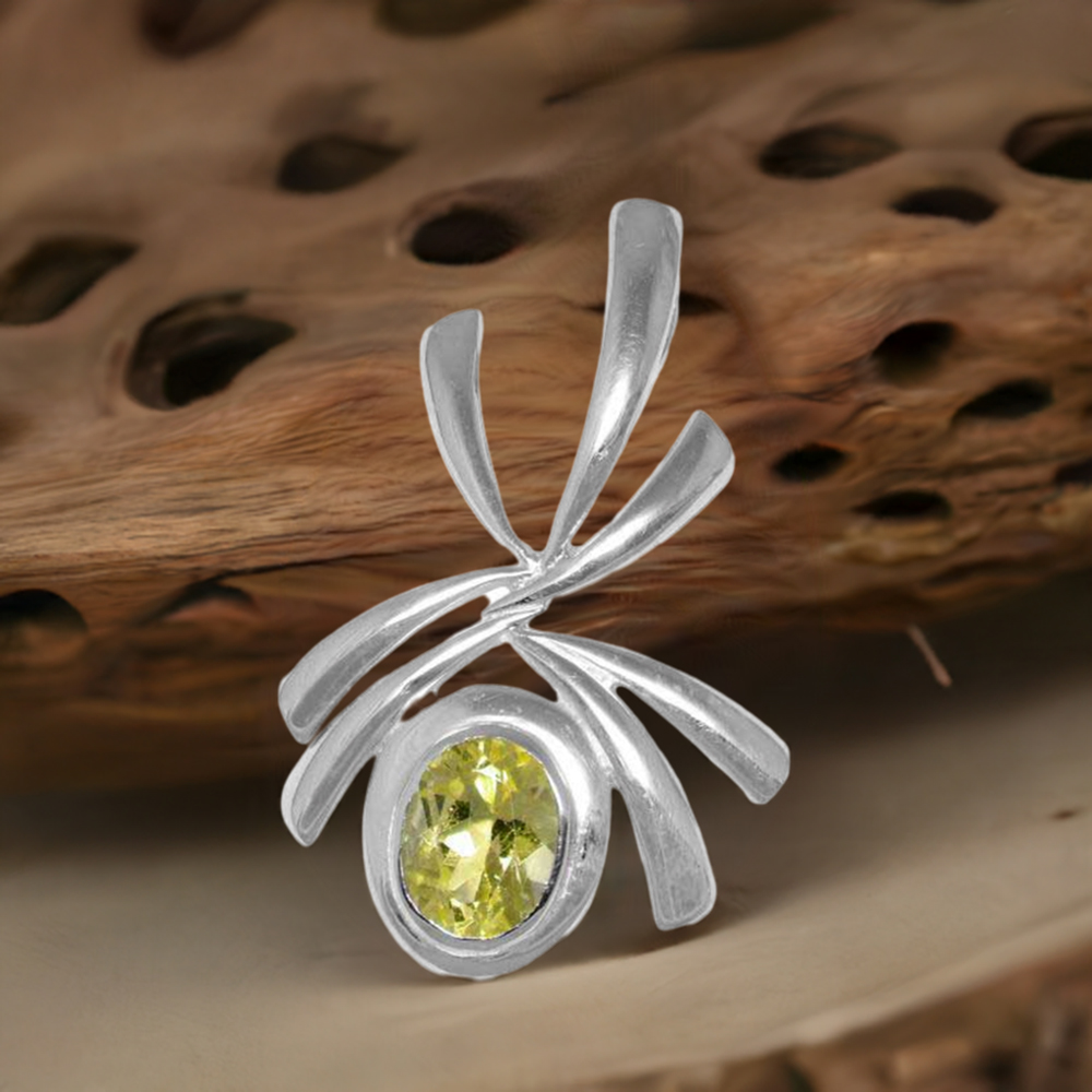 Fine Sterling Silver Pendants In Lemon Quartz Gemstone Jewelry 925SP1523