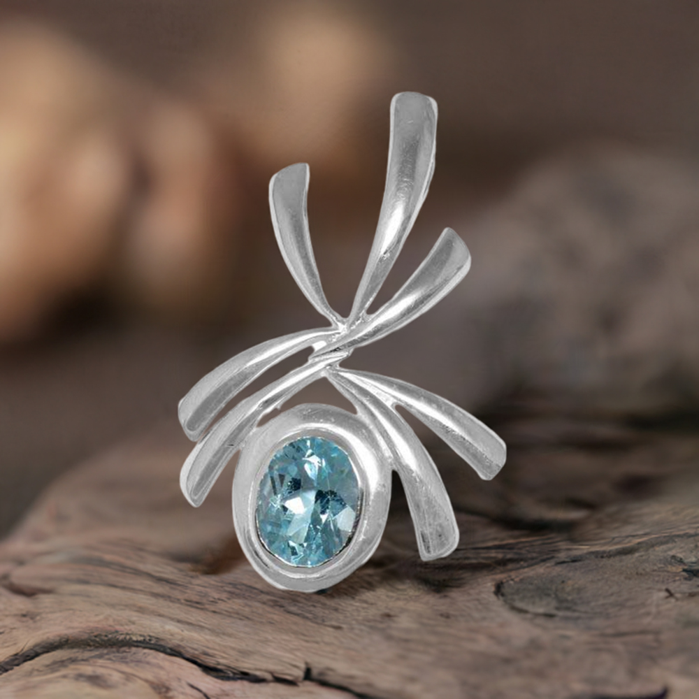 925 Sterling Silver Handmade Pendants In Blue Topaz Gemstone Jewelry 925SP1526