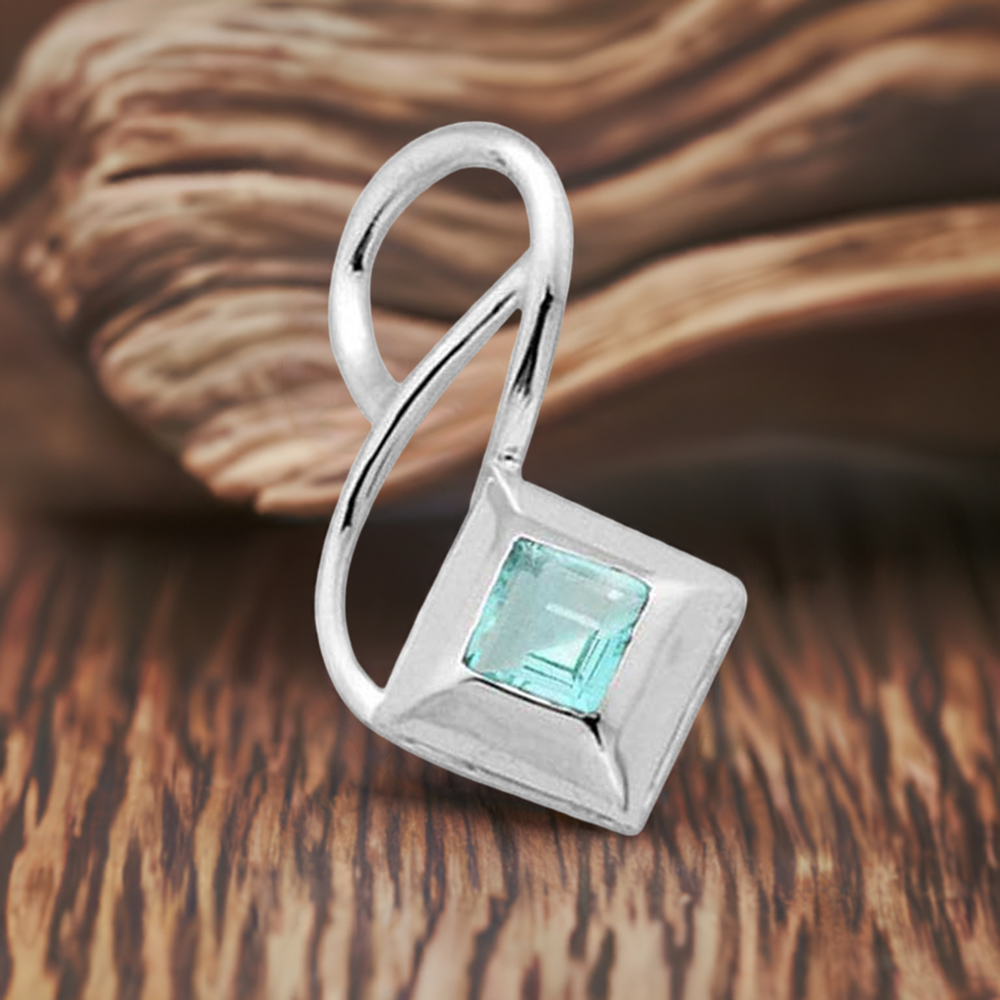 Blue Topaz Gemstone Handmade Pendants In 925 Sterling Silver Jewelry 925SP1556