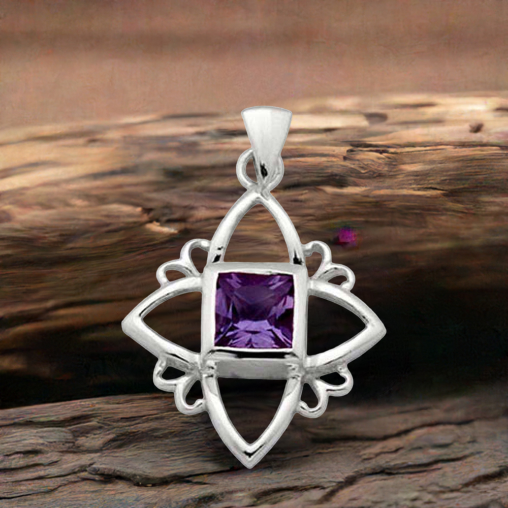 Amethyst Gemstone Handmade Pendants In Solid Sterling Silver Jewelry 925SP1562