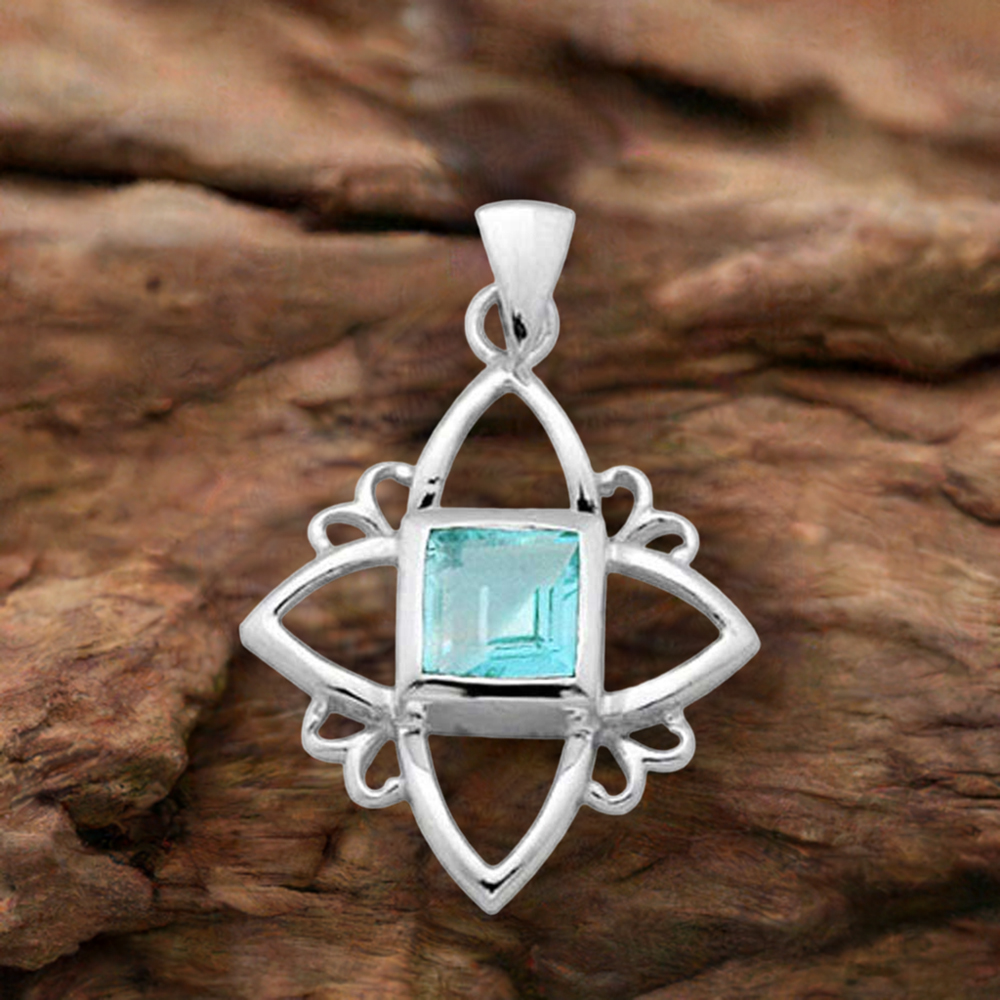 925 Sterling Silver Handmade Pendants In Blue Topaz Gemstone Jewelry 925SP1566
