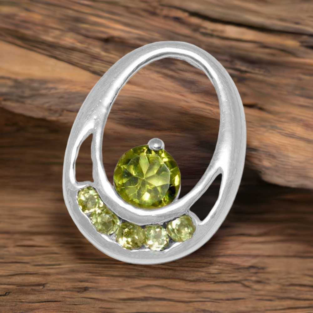 Fine Sterling Silver Pendants In Peridot Gemstone Jewelry 925SP1568